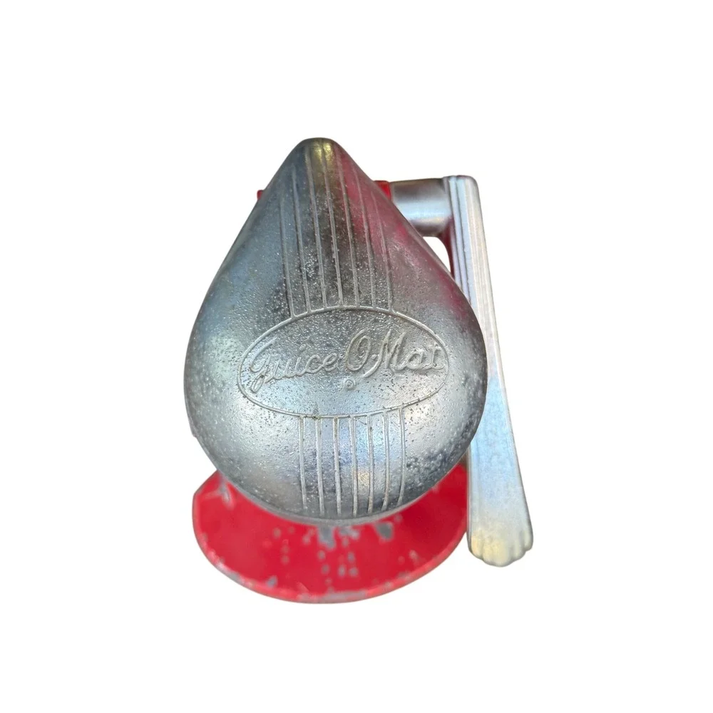 Vintage Juice-O-Matic‎ Red Metal Citrus Juicer Hand Press Kitchen Tool